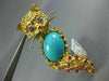 ANTIQUE LARGE 1.85CT AAA SAPPHIRE RUBY TURQUOISE 18K GOLD HAPPY CAT BROOCH #371