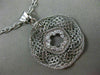 ANTIQUE .20CT DIAMOND 14K WHITE GOLD FILIGREE 5 CLOVER FLOWER FLOATING PENDANT