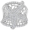 EXTRA LARGE 1.53CT DIAMOND 14KT WHITE GOLD 3D FILIGREE LUCKY STARFISH FUN RING