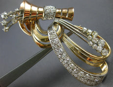 ANTIQUE LARGE 7.0CT OLD MINE DIAMOND 14K WHITE & ROSE GOLD FLORAL BOW BROOCH 817