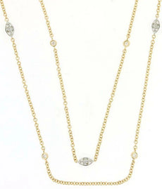 1.27CT DIAMOND 14KT YELLOW GOLD ROUND & MARQUISE SHAPE BY THE YARD FUN NECKLACE