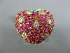 ESTATE LARGE 8.0CT DIAMOND & AAA PINK SAPPHIRE 18KT YELLOW GOLD PUFF HEART RING
