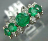 ESTATE 2.08CT DIAMOND & AAA EMERALD 14K WHITE GOLD PYRAMID ANNIVERSARY RING #828