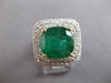 EXTRA LARGE 7.75CT DIAMOND & AAA EMERALD 18K 2 TONE GOLD CUSHION ENGAGEMENT RING