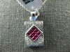 ESTATE 1.57CT DIAMONDS & AAA RUBY 18KT WHITE GOLD RECTANGULAR INVISIBLE PENDANT
