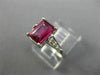 WIDE 1.29CT DIAMOND & AAA RUBY 18KT WHITE GOLD EMERALD CUT SOLITAIRE RING #27636