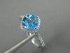ESTATE 1.29CT DIAMOND & AAA BLUE TOPAZ 14KT WHITE GOLD 3D CUSHION FUN LOVE RING