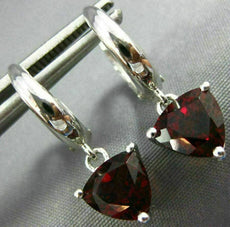 ESTATE 2.48CT AAA GARNET 14KT WHITE GOLD 3D TRILLION HANGING HUGGIE EARRINGS