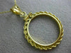 ESTATE 14KT YELLOW GOLD 3D CLASSIC ROPE ROUND COIN FRAME PENDANT #MILANO027