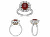 GIA CERTIFIED 4.57CT DIAMOND & AAA RUBY 18KT 2 TONE GOLD FLOWER ENGAGEMENT RING