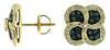 .76CT WHITE & BLUE DIAMOND 14KT YELLOW & BLACK GOLD 3D FLOWER SCREWBACK EARRINGS
