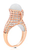 ESTATE LARGE .16CT DIAMOND & AAA WHITE AGATE 18KT ROSE GOLD CIRCULAR SNAKE RING