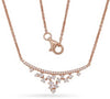 ESTATE .29CT DIAMOND 14KT ROSE GOLD 3D CLASSIC CLUSTER BAR CROWN LOVE NECKLACE
