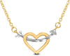 ESTATE 14KT WHITE & YELLOW GOLD 3D CLASSIC ARROW TO YOUR HEART FUN LOVE NECKLACE