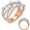 WIDE .99CT DIAMOND 14K WHITE & ROSE GOLD MULTI ROW CRISS CROSS ETOILE BEZEL RING