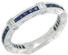 1.40CT DIAMOND & AAA SAPPHIRE 14KT WHITE GOLD PRINCESS FILIGREE ANNIVERSARY RING