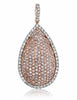 1.21CT WHITE & PINK DIAMOND 18KT WHITE ROSE GOLD PAVE TEAR DROP FLOATING PENDANT
