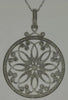 LARGE 1.05CT DIAMOND 14KT WHITE GOLD 3D OPEN FILIGREE FLOWER CIRCULAR PENDANT