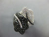 LARGE 2.72CT WHITE & BLACK DIAMOND 14KT WHITE GOLD DOUBLE LEAF CRISS CROSS RING