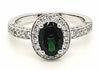 2.11CT DIAMOND & AAA TSAVORITE 18KT WHITE GOLD OVAL & ROUND HALO ENGAGEMENT RING