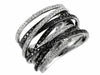 ESTATE LARGE 1.73CT WHITE & BLACK DIAMOND 14KT WHITE GOLD CRISS CROSS LOVE RING
