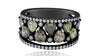 ESTATE LARGE 3.71CT MULTI COLOR DIAMOND 18KT WHITE GOLD PEAR SHAPE & ROUND RING