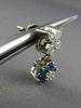 ESTATE .55CT DIAMOND & SAPPHIRE 14KT WHITE GOLD FLOWER MILGRAIN HANGING EARRINGS