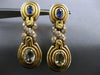 LARGE 7.42CT DIAMOND & AAA SAPPHIRE 18KT YELLOW GOLD 3D OVAL X HANGING EARRINGS