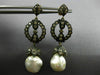 ANTIQUE .76CT DIAMOND & SOUTH SEA PEARL 14K YELLOW & BLACK GOLD HANGING EARRINGS