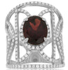 LARGE 3.8CT DIAMOND & AAA GARNET 14KT WHITE GOLD 3D OVAL & ROUND FILIGREE RING