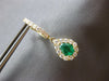 1.95CT DIAMOND & AAA COLUMBIAN EMERALD 14KT YELLOW GOLD 3D HALO HANGING EARRINGS