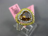 GIA LARGE 2.22CT MULTI COLOR DIAMOND 18K 2 TONE GOLD DOUBLE HALO ENGAGEMENT RING