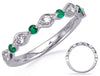 ESTATE .28CT DIAMOND & AAA EMERALD 14KT WHITE GOLD MULTI LEAF FILIGREE FUN RING