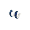 2.22CT AAA SAPPHIRE 18KT WHITE GOLD 3D MULTI ROW HUGGIE HOOP HANGING EARRINGS