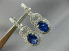 ESTATE 2.58CT DIAMOND & AAA SAPPHIRE 14KT WHITE GOLD OVAL HALO HANGING EARRINGS