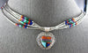 LARGE & LONG AAA MULTI GEM 925 SILVER FILIGREE HEART BY THE YARD NECKLACE #28012