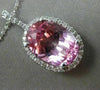 ESTATE LARGE 6.27CT DIAMOND & PINK TOPAZ 14KT GOLD 3D OVAL HALO FLOATING PENDANT