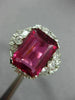 ANTIQUE EXTRA LARGE 10.8CT DIAMOND & AAA RUBELLITE PLATINUM 3D CLUSTER FUN RING