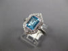 LARGE 2.11CT DIAMOND & AAA BLUE TOPAZ 14KT WHITE GOLD EMERALD CUT FILIGREE RING