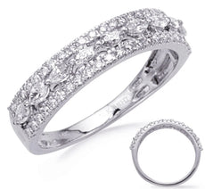 .62CT DIAMOND 14KT WHITE GOLD 3D ROUND & MARQUISE SEMI ETERNITY ANNIVERSARY RING