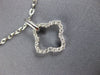 ESTATE .19CT DIAMOND 18KT WHITE GOLD 3D OPEN 4 LEAF CLOVER FLOWER LOVE PENDANT