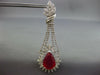 EXTRA LARGE 32.2CT DIAMOND & AAA RUBY 18K YELLOW GOLD TEAR DROP HANGING EARRINGS