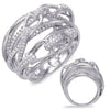 LARGE .74CT DIAMOND 14KT WHITE GOLD 3D CRISS CROSS MULTI ROW LOVE KNOT FUN RING