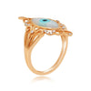 LARGE 2.01CT DIAMOND & AAA MOTHER OF PEARL 14KT ROSE GOLD 3D LUCKY EVIL EYE RING
