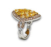 EXTRA LARGE 3.62CT PINK & FANCY YELLOW DIAMOND 18KT 2 TONE GOLD MULTI SHAPE RING