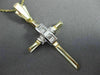 ESTATE LARGE .35CT BAGUETTE DIAMOND 14KT WHITE & YELLOW GOLD CROSS PENDANT 9758