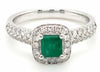 1.07CT DIAMOND & AAA EMERALD 18KT WHITE GOLD ROUND & EMERALD CUT ENGAGEMENT RING