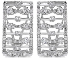 WIDE .95CT DIAMOND 14KT WHITE GOLD INFINITY ETOILE RECTANGULAR CLIP ON EARRINGS
