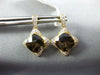 4.27CT DIAMOND & AAA SMOKY TOPAZ 14K YELLOW GOLD CUSHION FLOWER HANGING EARRINGS
