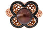 .26CT BLACK DIAMOND & AAA TAHITIAN PEARL 14KT ROSE GOLD OPEN FILIGREE FUN RING
